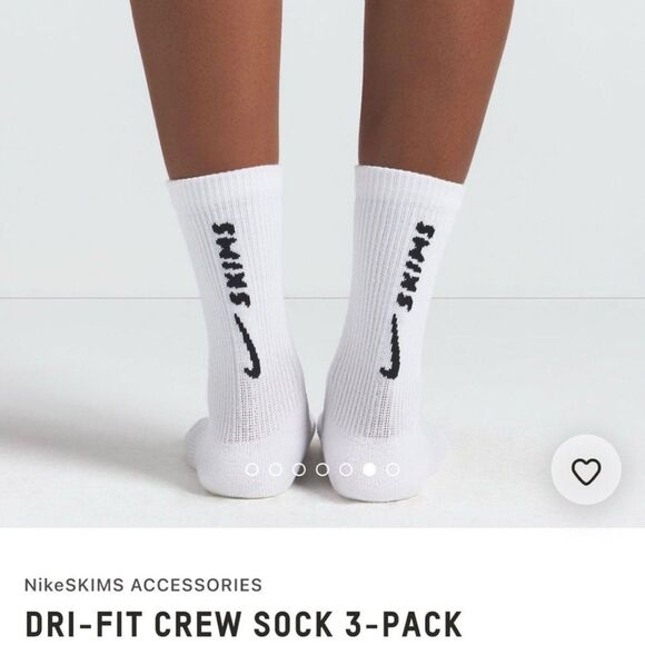 SKIMS X NIKE Athletic Crew Socks 3-Pack - White - Picture 2 of 3